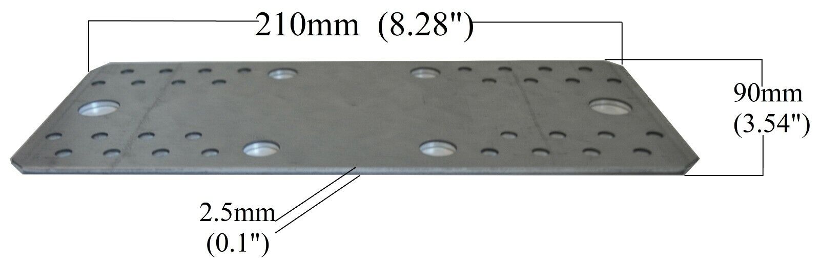 Set 10 Placa perforata pentru imbinare lemn, Montana, zincat, 210 x 90 mm (𝗚𝗿𝗼𝘀𝗶𝗺𝗲  𝟮𝗺𝗺 )