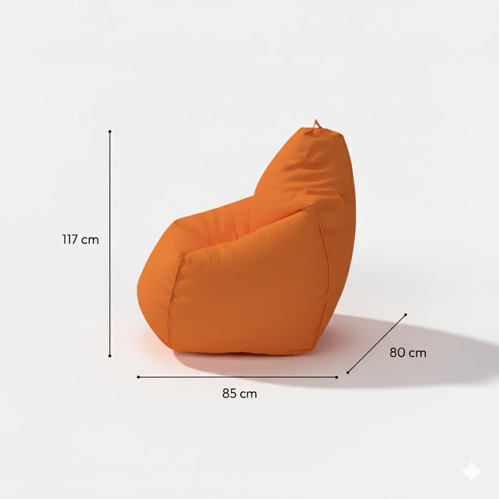 Fotoliu puf, tip pară, Portocaliu Neon, umplut cu perle din polistiren, husă detașabilă, Bean Bag Montana