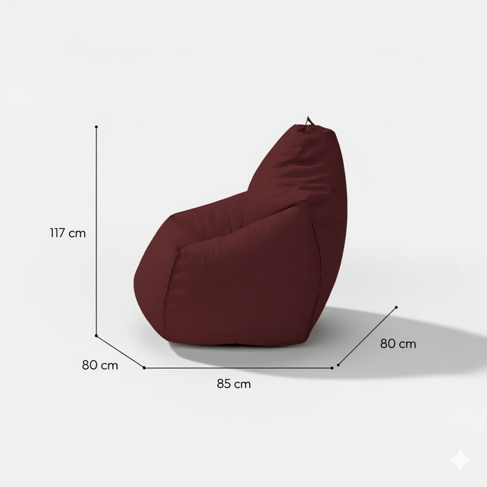 Fotoliu puf, tip pară, visiniu, umplut cu perle din polistiren, utilizabil în interior/exterior, husă detașabilă, Bean Bag Montana