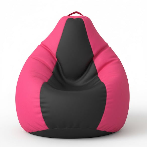 Puf fotel, körte típusú, piros és fekete, polisztirol gyöngyökkel töltve, beltéren/kültéren használható, levehető huzat, Babzsák Montana