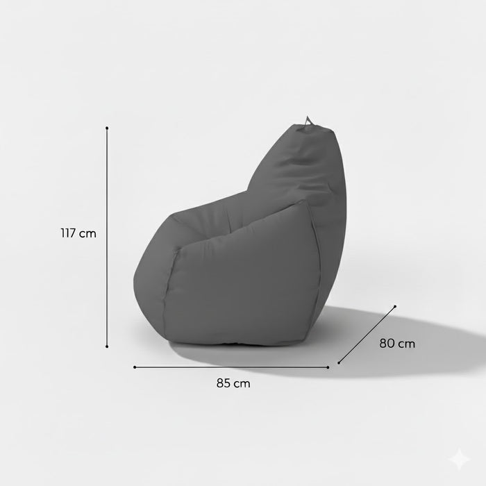 Fotoliu puf, tip pară, gri, umplut cu perle din polistiren, husă detașabilă, Bean Bag Montana