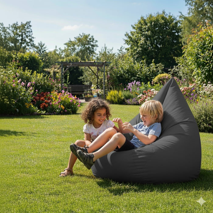 Fotoliu puf, tip pară, gri, umplut cu perle din polistiren, husă detașabilă, Bean Bag Montana