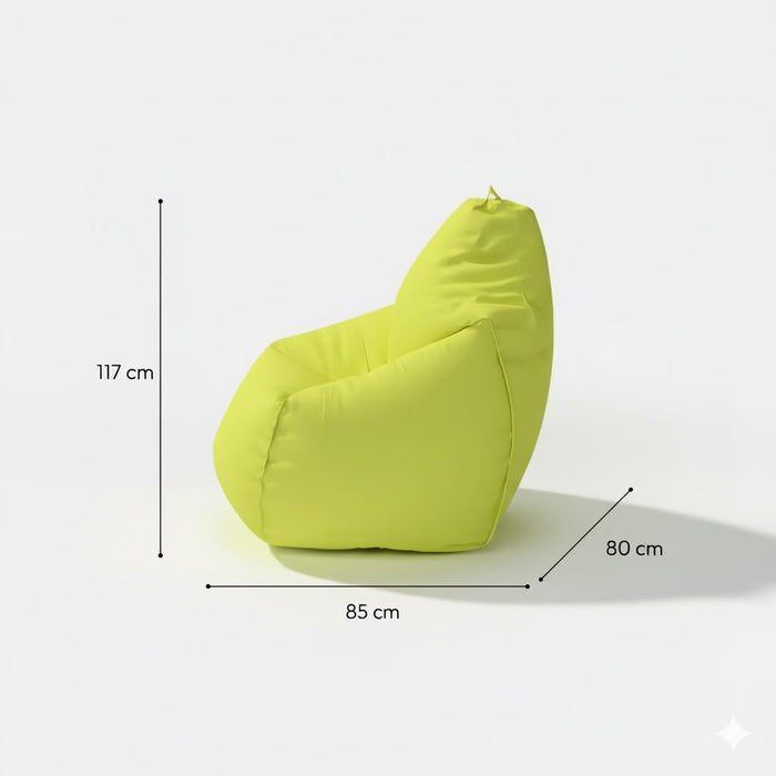 Fotoliu puf, tip pară, galben neon, umplut cu perle din polistiren, husă detașabilă, Bean Bag Montana